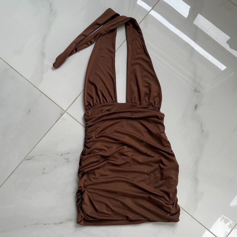 SHEIN | Mini Dress | Small | Brown | High Stretch Backless Bodycon - Picture 5 of 7